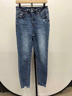 Judy Blue Skinny Fit Distressed Raw Hem Medium Wash Jeans